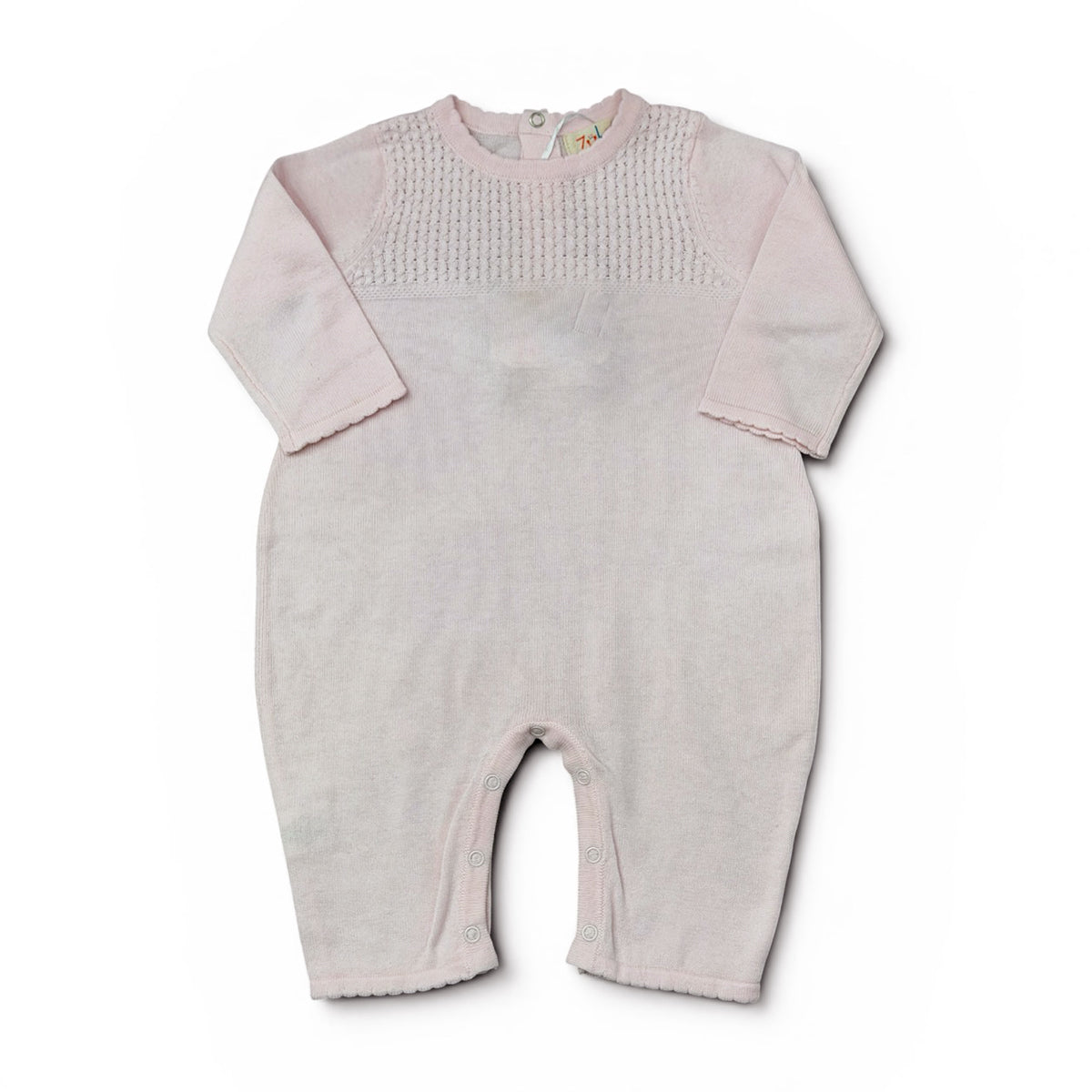 Pink Knit Diamond-Weave Romper by Zubels