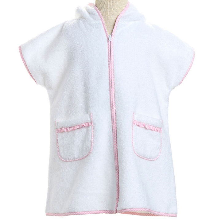 Pink Gingham Trimmed Swim Cover-Up with Hood by Terry Tots