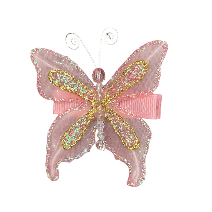 Iridescent Pink Butterfly Sculpture Bow