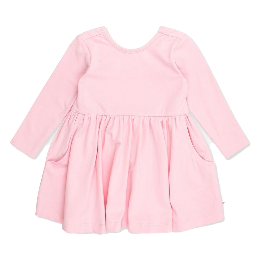 Pink Knit Long-Sleeve Twirl Dress by RuffleButts