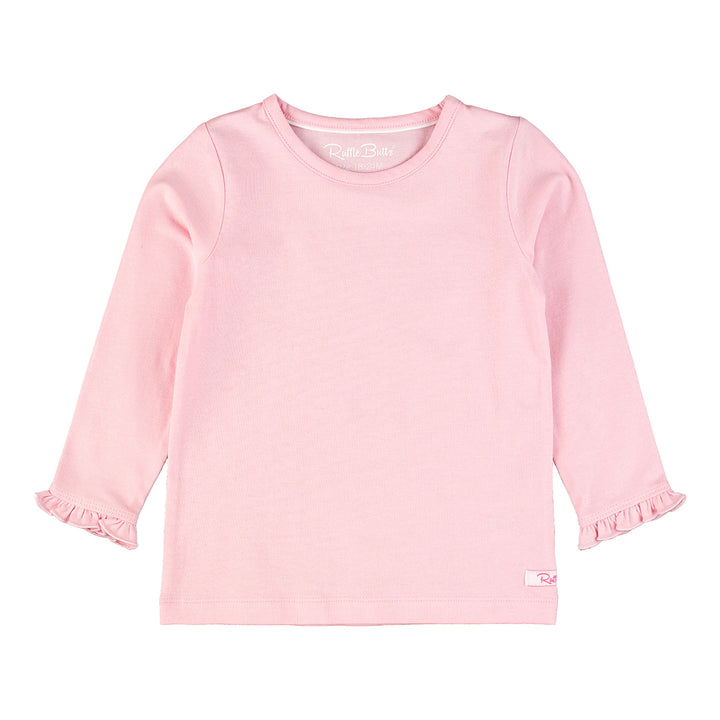 Pink Knit Long-Sleeve Ruffle Layering Tee by RuffleButts