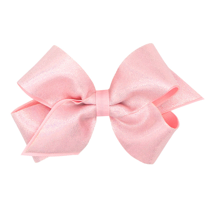 Light Pink Mirror Dot and Grosgrain Overlay Bow by Wee Ones (2 sizes)