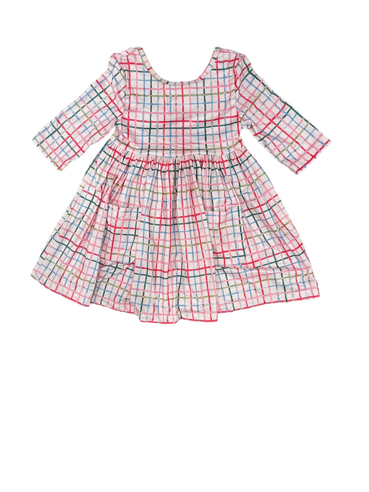 Pink Plaid Pocket Twirl Dress by Mila & Rose