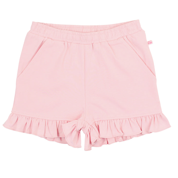 Pink Knit Ruffle Trim Shorts by RuffleButts