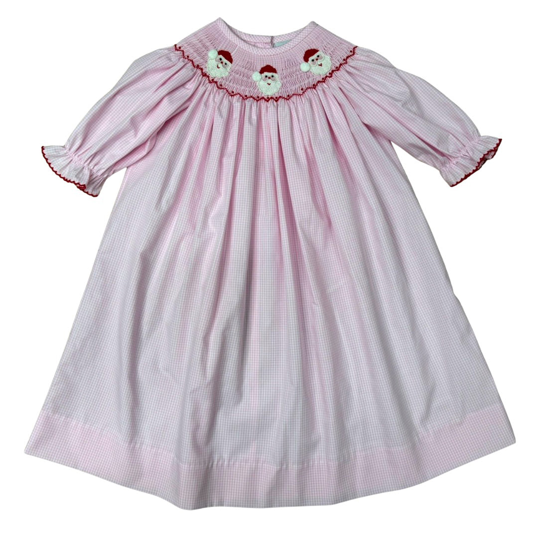Pink Santa Smocked Bishop Dress by Delaney