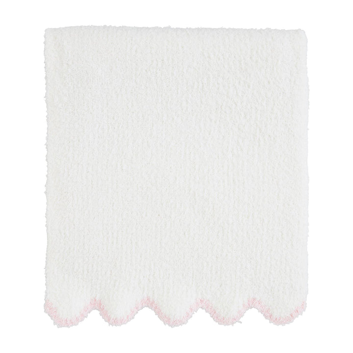 Pink Trim Scallop Chenille Blanket by Mud Pie