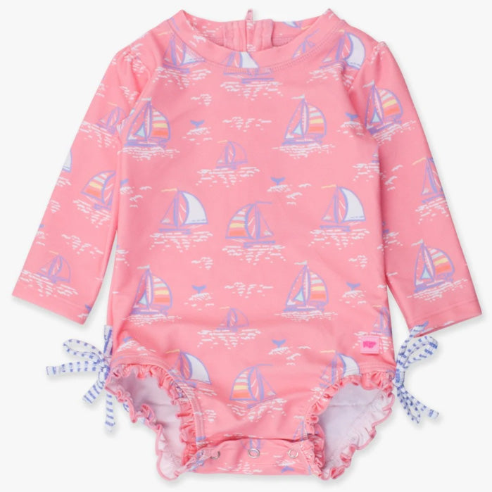 Pink Seas the Day One-Piece Rash Guard by RuffleButts