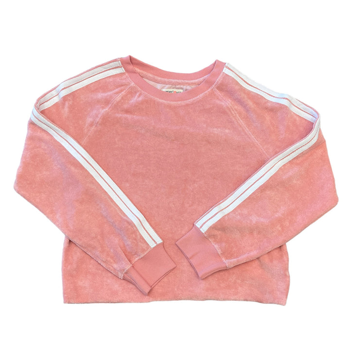 Paper Flower Pink Terry Athletic Stripe Sweatshirt