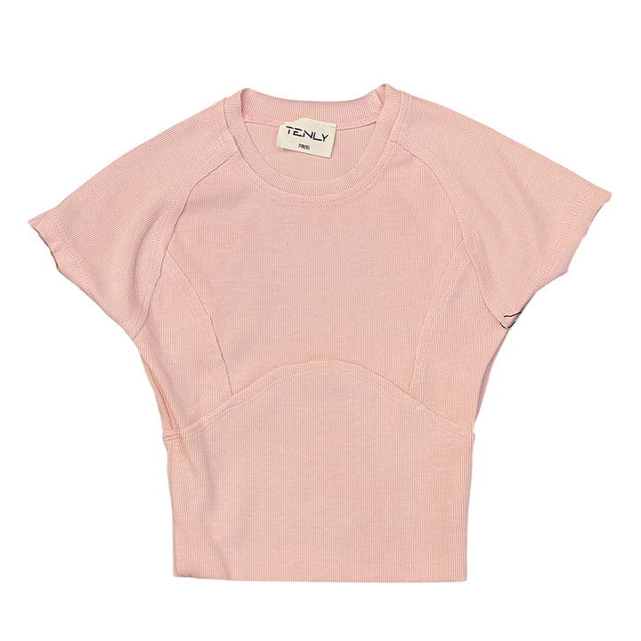 Pink Moscato Ribbed Cap-Sleeve Top by Tenly
