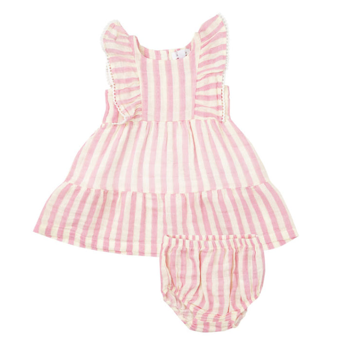 Angel Dear Pink Stripe Trim Dress