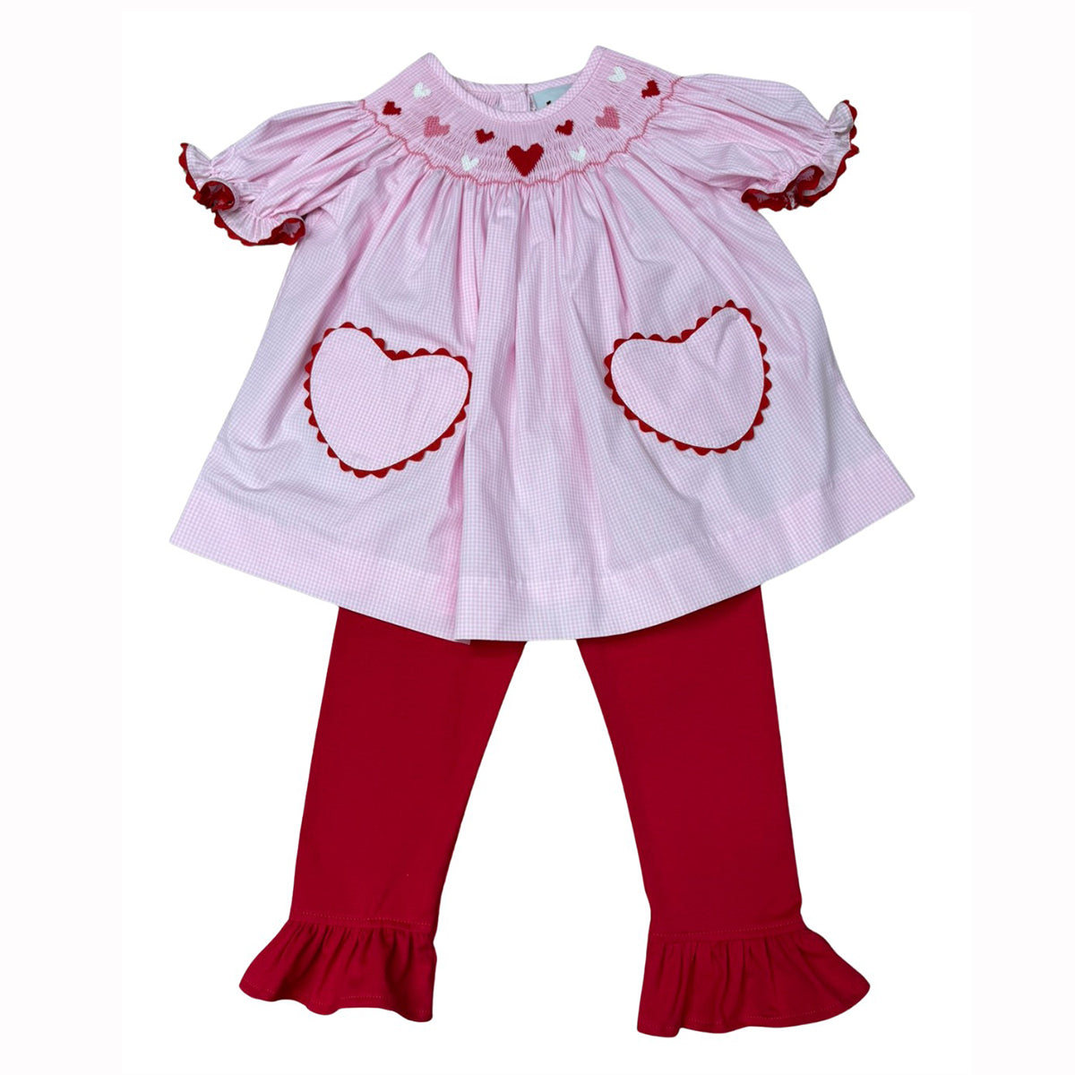 Pops of Love Smocked Bishop / Legging Set by Delaney