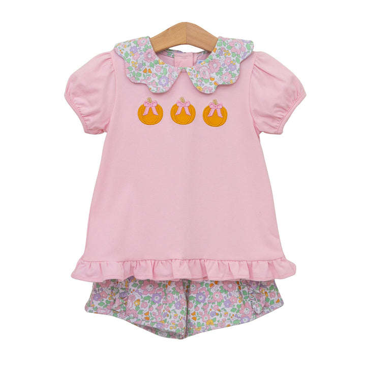 Pumpkin Floral Short Set by Trotter Street Kids