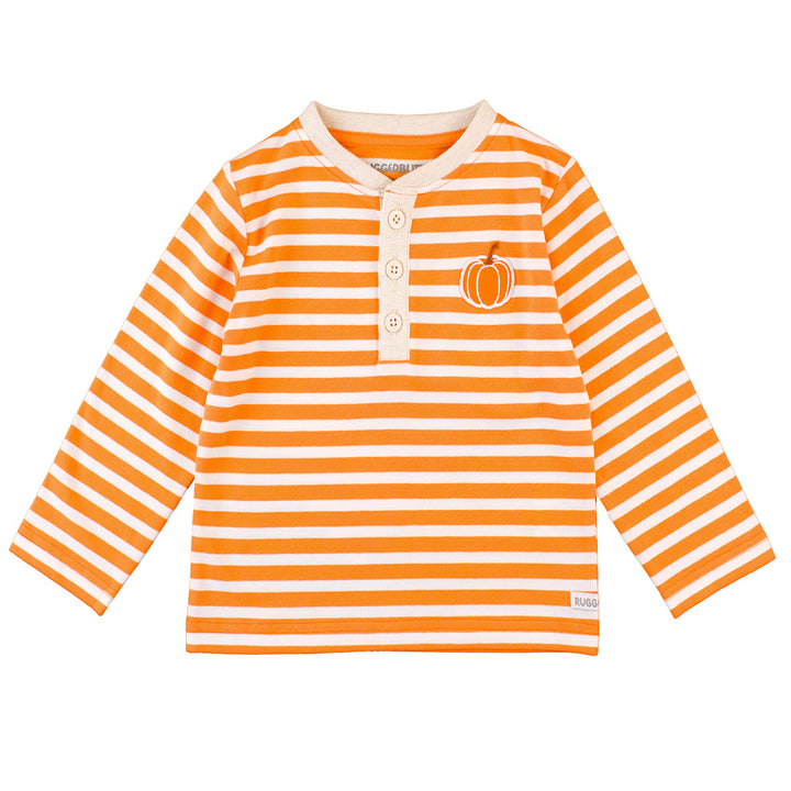 Pumpkin Orange Stripe Knit Henley Tee by RuggedButts