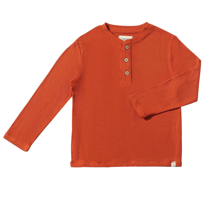 Pumpkin Orange Ribbed Adams Henley by Me & Henry