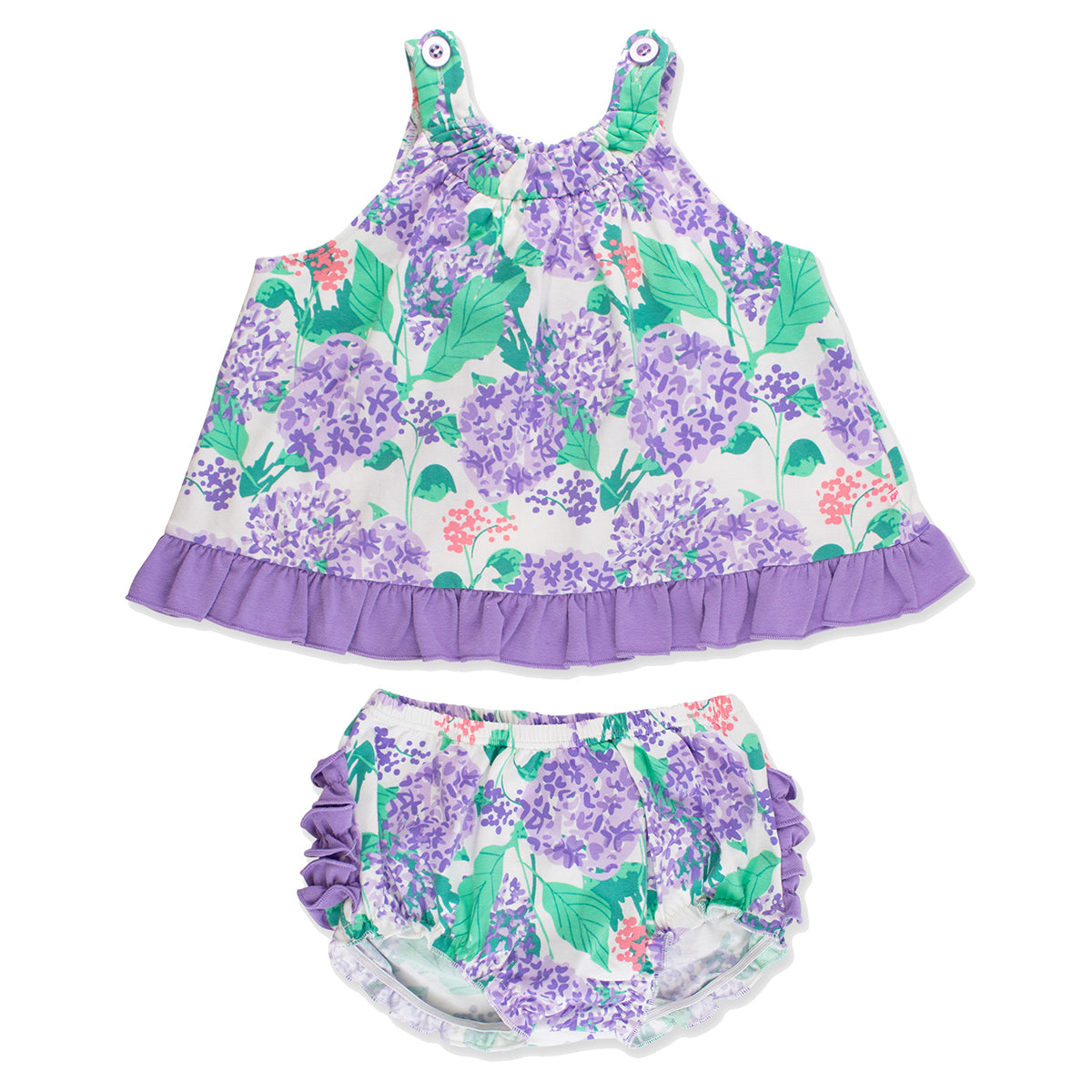 Purple Hydrangea Garden Swing Top and Bloomer Set by RuffleButts