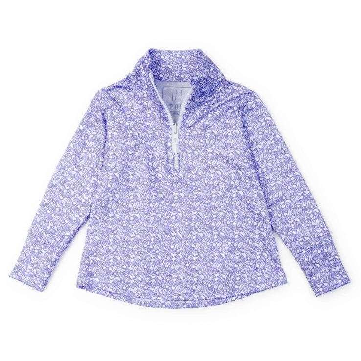 Petal Pop Purple Girl's Performance Pullover by Lila & Hayes Sport