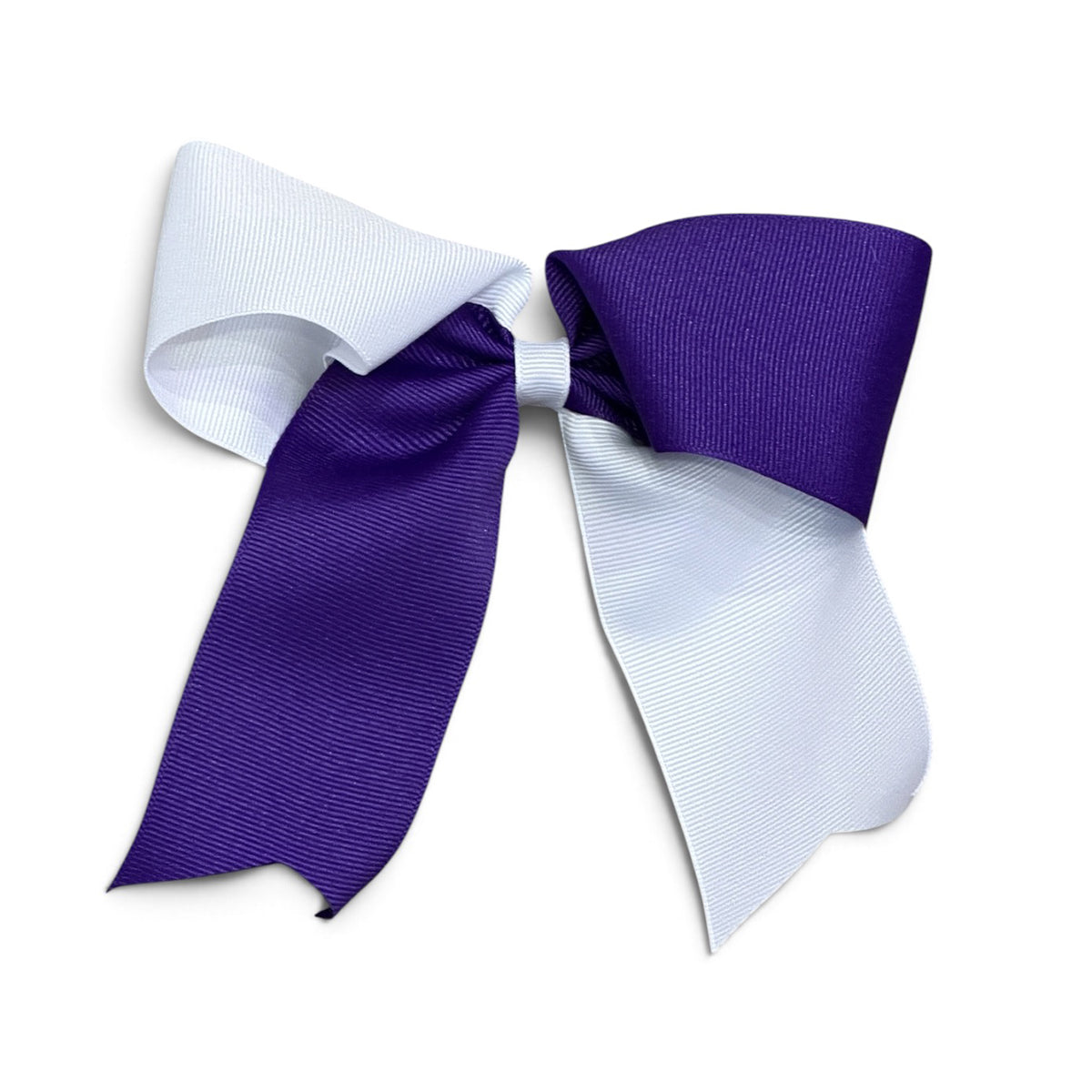 Purple / White 2-Tail King Cheer Bow by Wee Ones