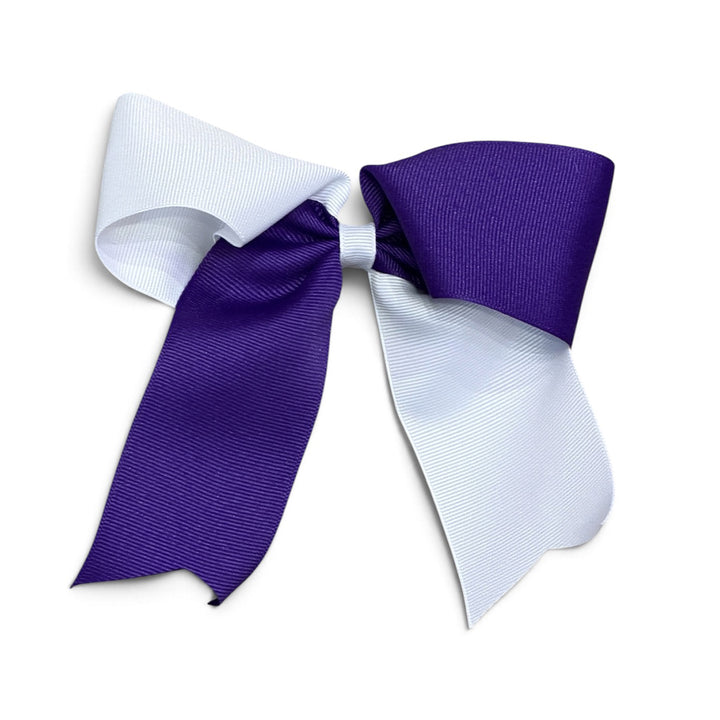 Purple / White 2-Tail King Cheer Bow by Wee Ones
