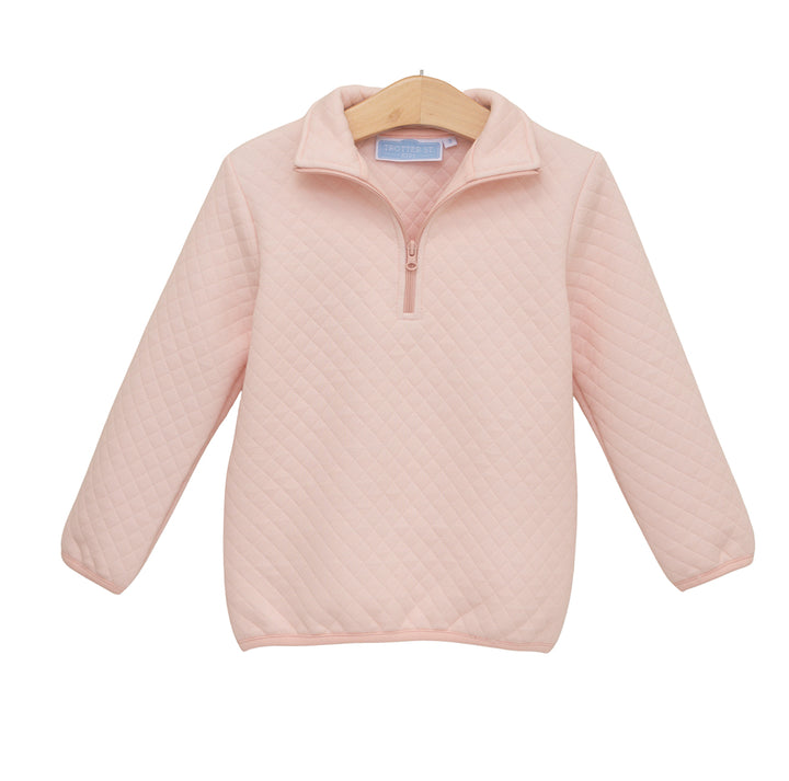 Light Pink Quilted Quarter-Zip Pullover by Trotter Street Kids