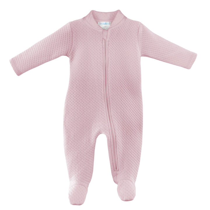 Pink Quilted Zipper Footie by LydaBaby