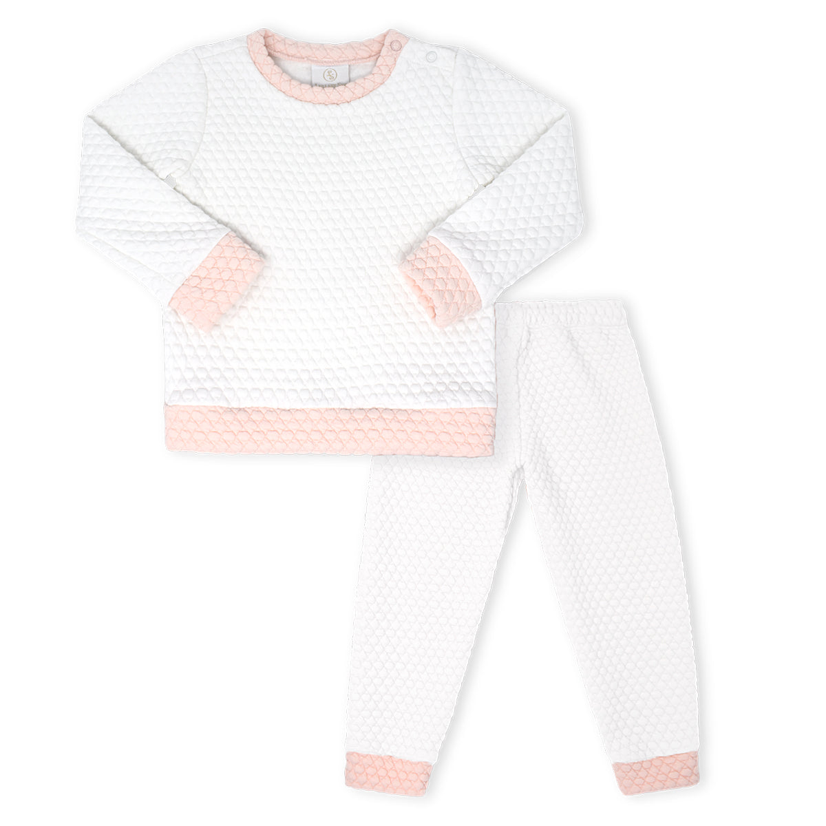 Worthington White with Paris Pink Trim Quilted Sweatsuit by Lullaby Set