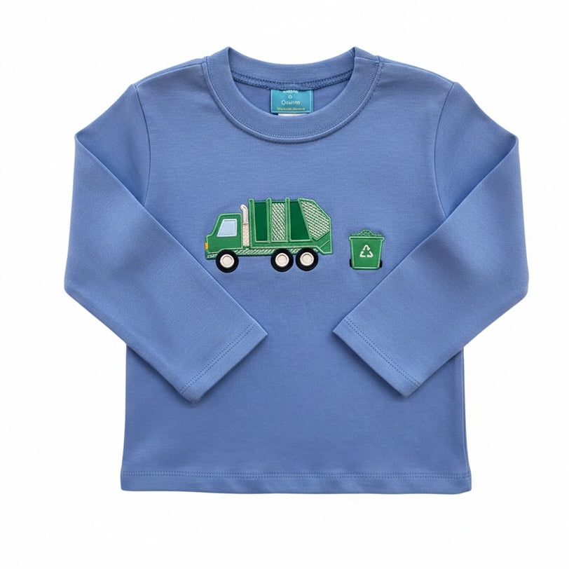 Garbage Truck on Periwinkle Tee by Claire & Charlie