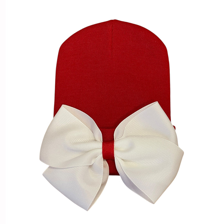 Jolly Red Bow Newborn Beanie Hat by Ilybean