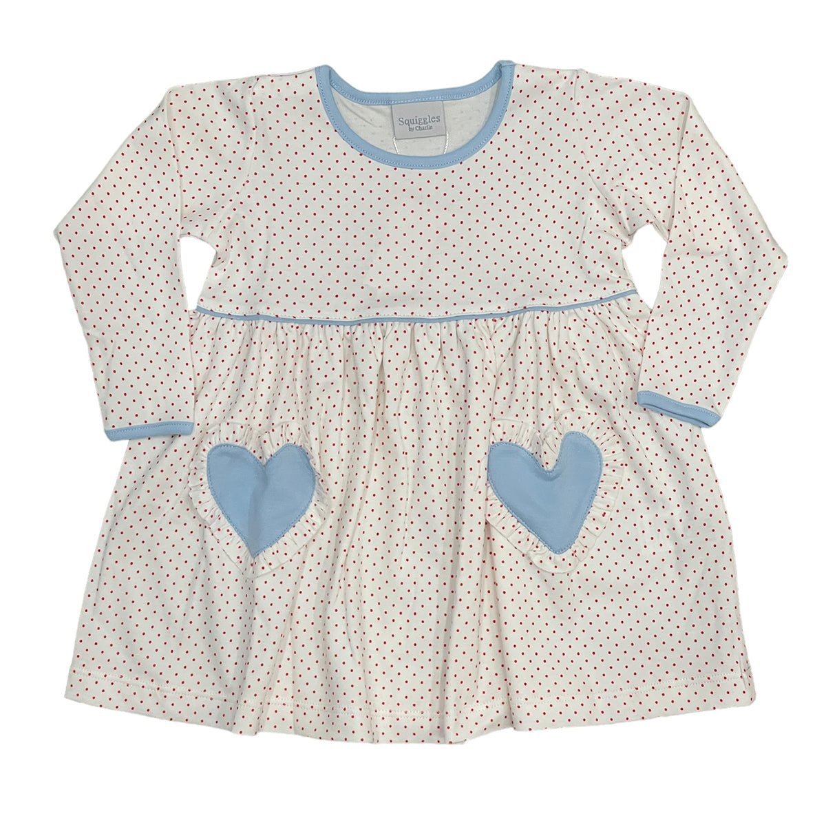 Red Dot Popover Dress with Heart Pockets by Squiggles