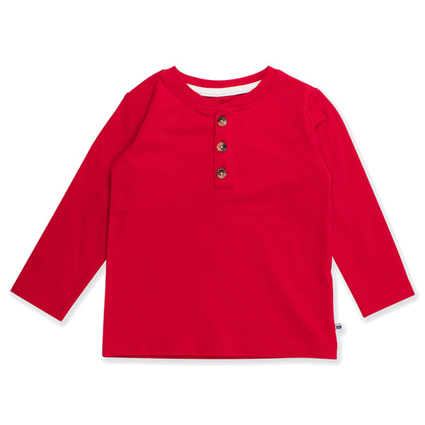 Red Knit Long-Sleeve Henley Tee by RuggedButts