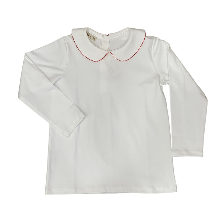 Marco & Lizzy Christmas Blouse with Red Picot Edge