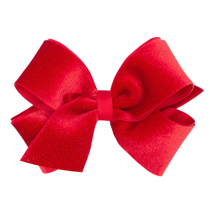 Red Sparkle Velvet and Grosgrain Underlay Bow by Wee Ones (2 Sizes)