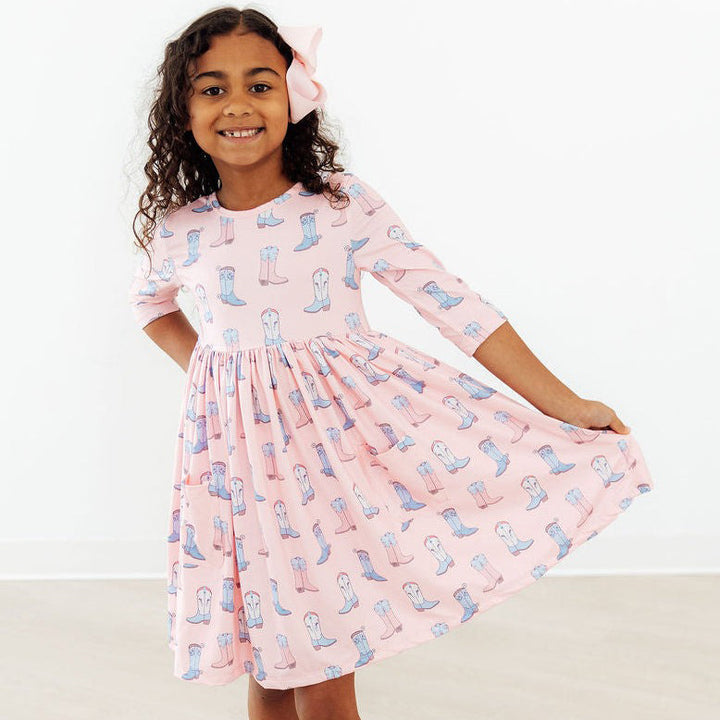 Ribbons & Rodeos 3/4-Sleeve Pocket Twirl Dress by Mila & Rose