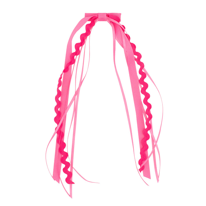 Hot Pink Grosgrain and Ric-Rac Streamer Hair Clip by Wee Ones