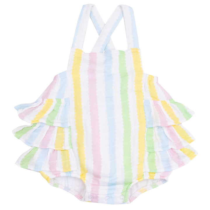 Ric Rac Stripe Ruffle Sunsuit by Angel Dear