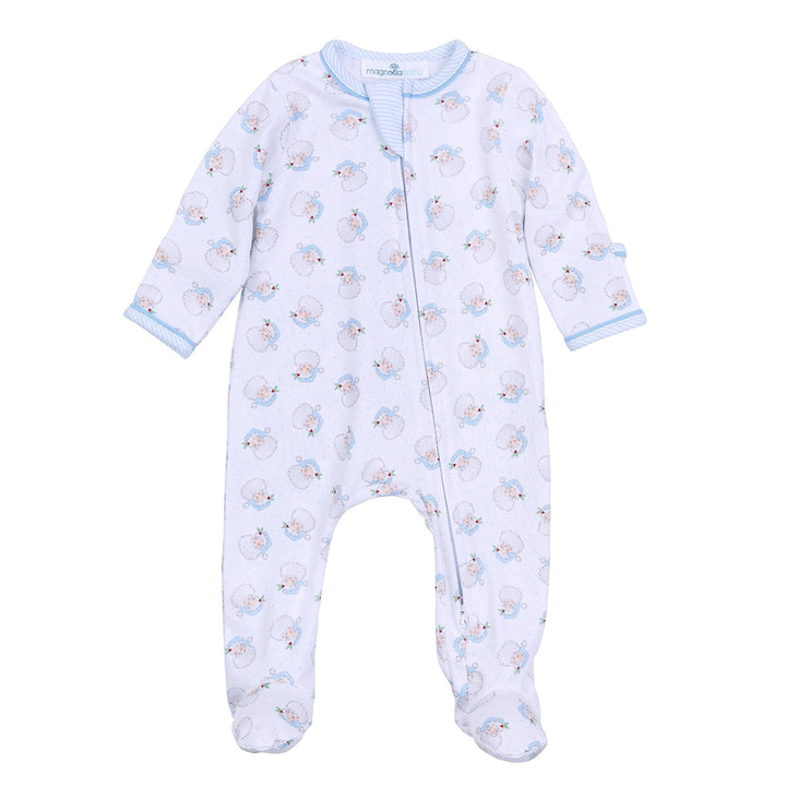 Light Blue Santa Baby Zipper Footie by Magnolia Baby