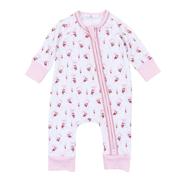 Santa Jolly Ribbons Zipper Playsuit by Magnolia Baby