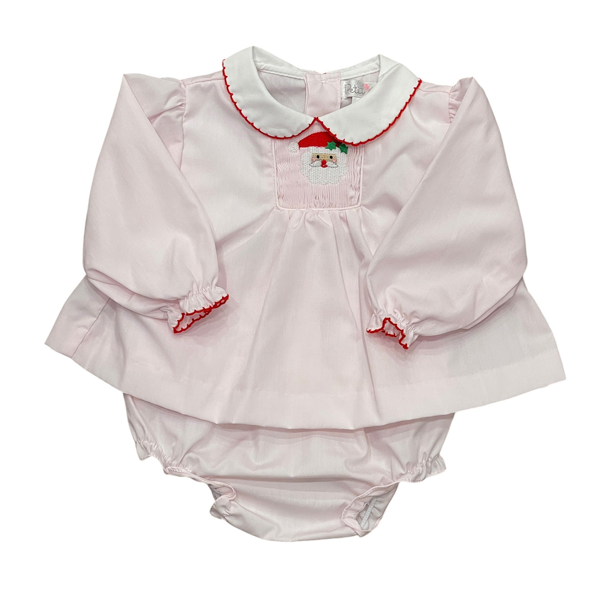 Santa Smocked Bloomer Set by Petit Ami