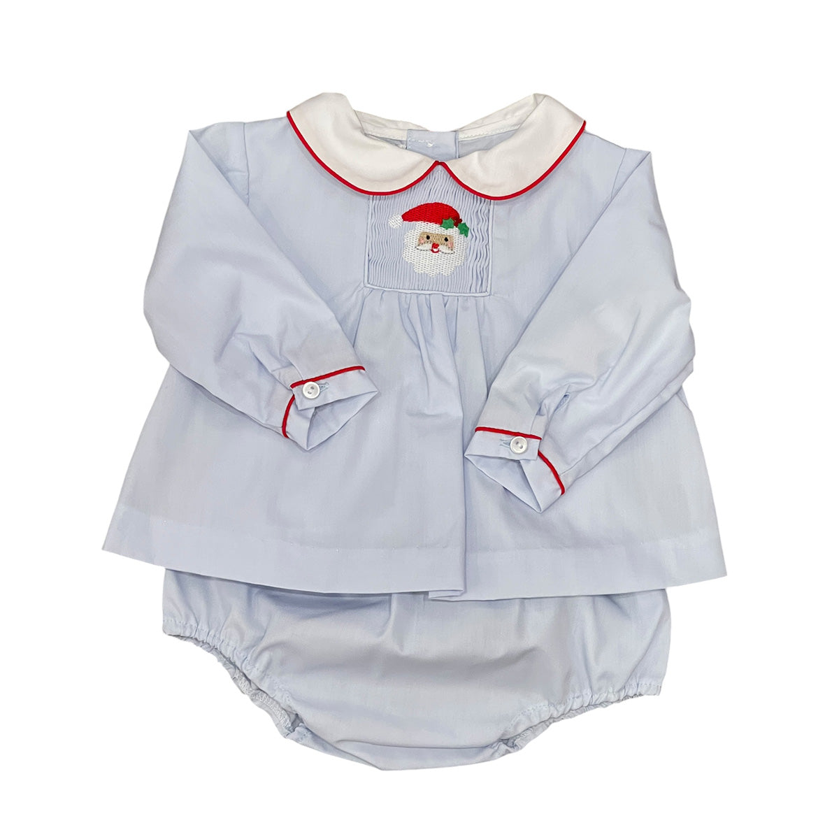 Santa Smocked Boys Diaper Set by Petit Ami