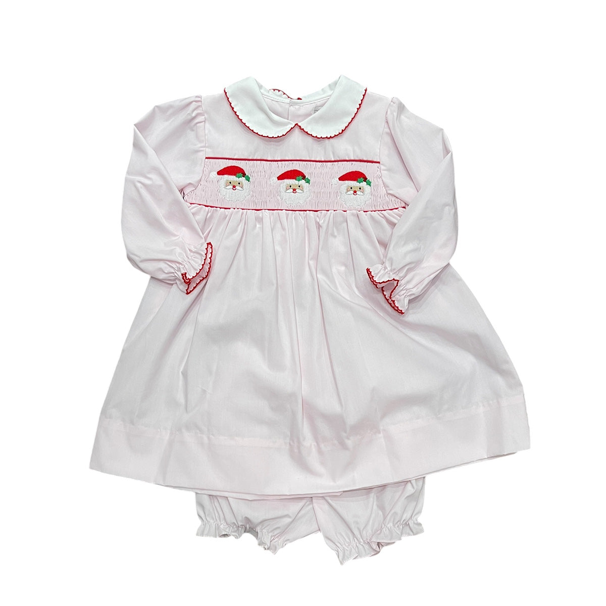 Santa Smocked Dress with Bloomers by Petit Ami