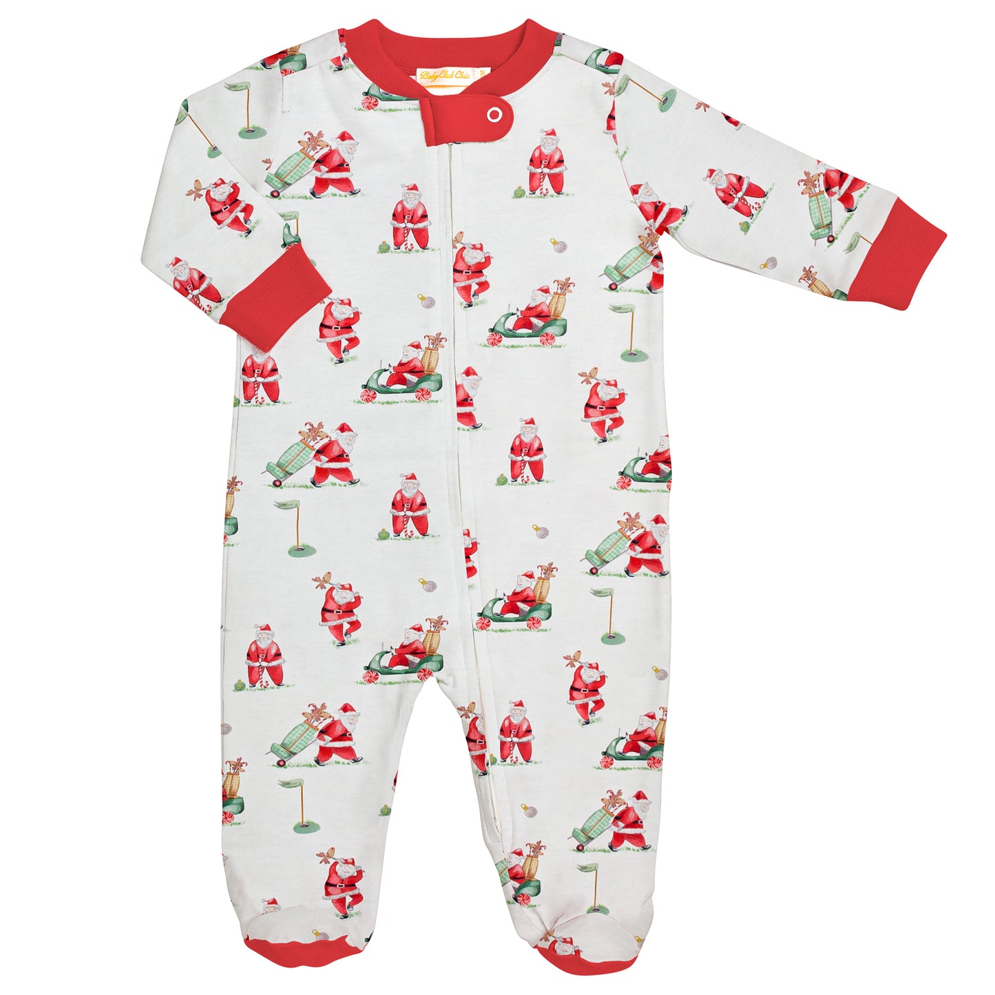 Santa's Golf zipped footie by Baby Club Chic