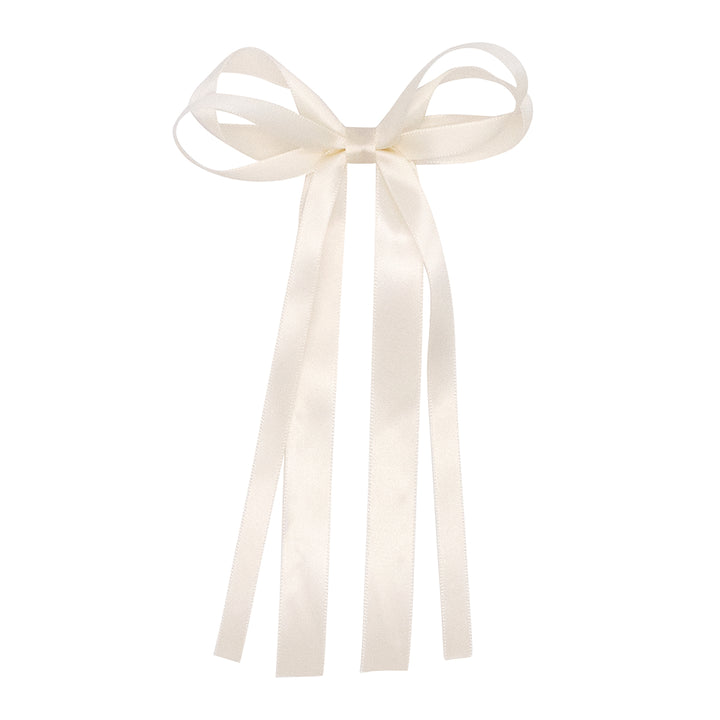 Antique White Mini Satin Double-Loop Streamer Bow by Wee Ones