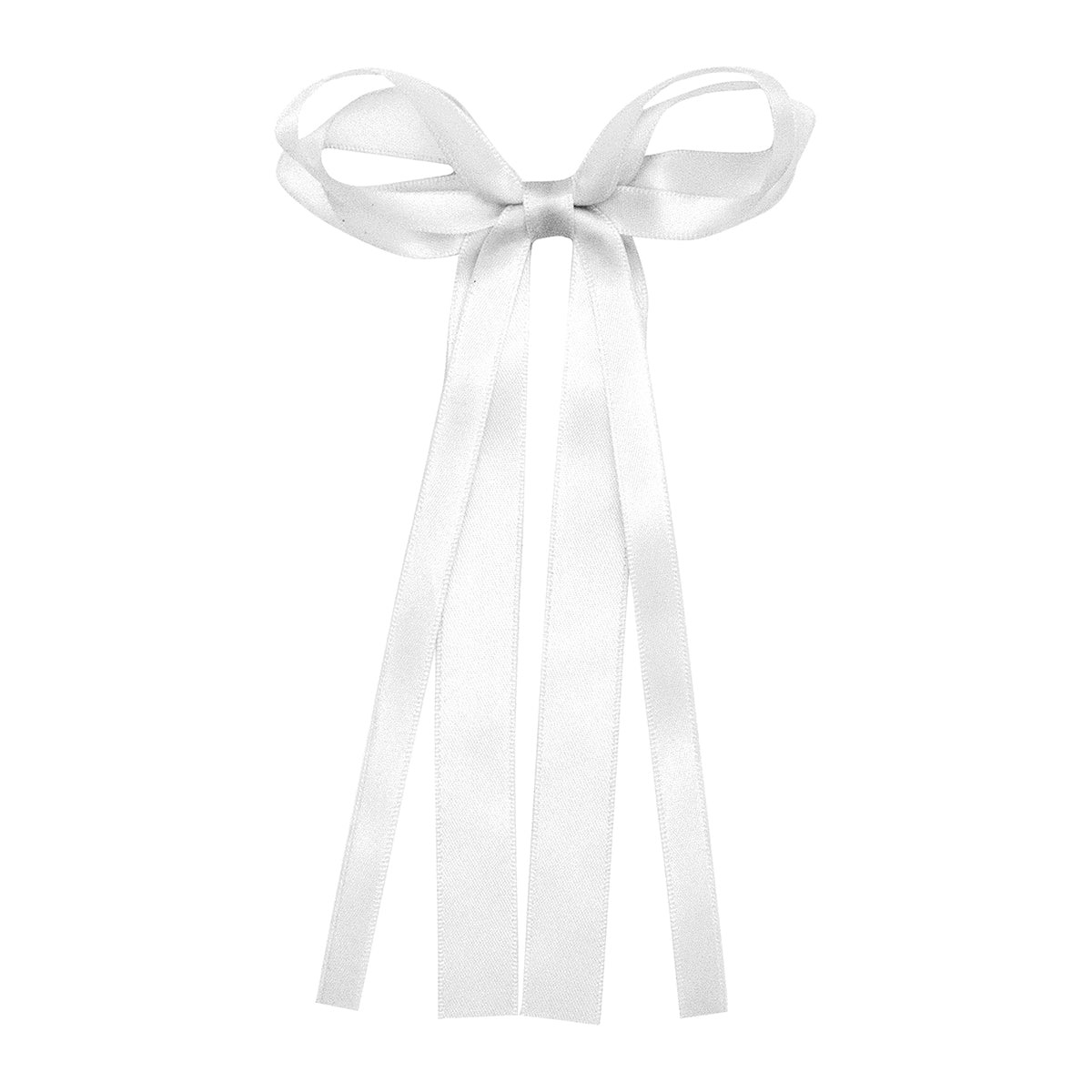 White Mini Satin Double-Loop Streamer Bow by Wee Ones