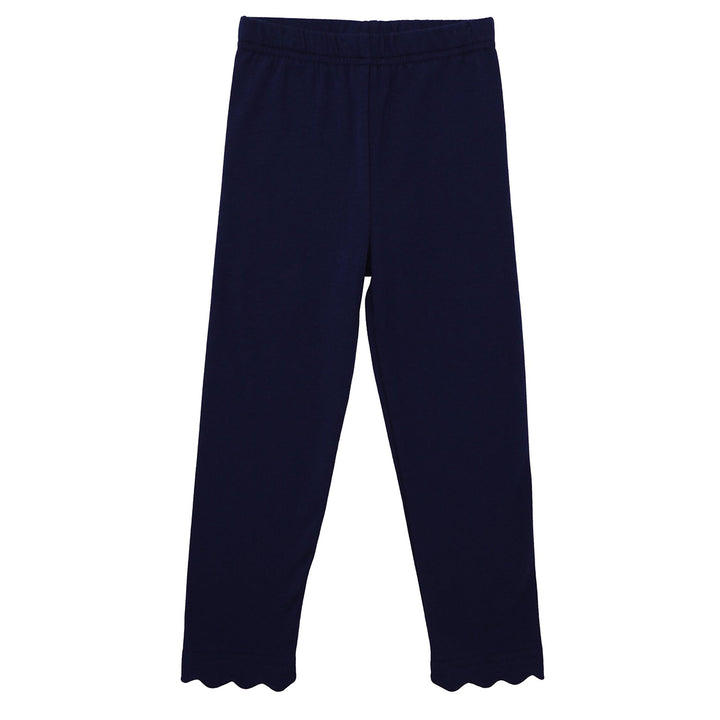 Navy Scallop Leggings by Trotter Street Kids