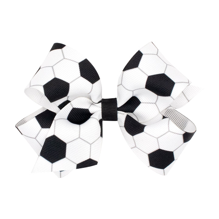 Soccer Ball Print Grosgrain Bow by Wee Ones (2 Sizes)
