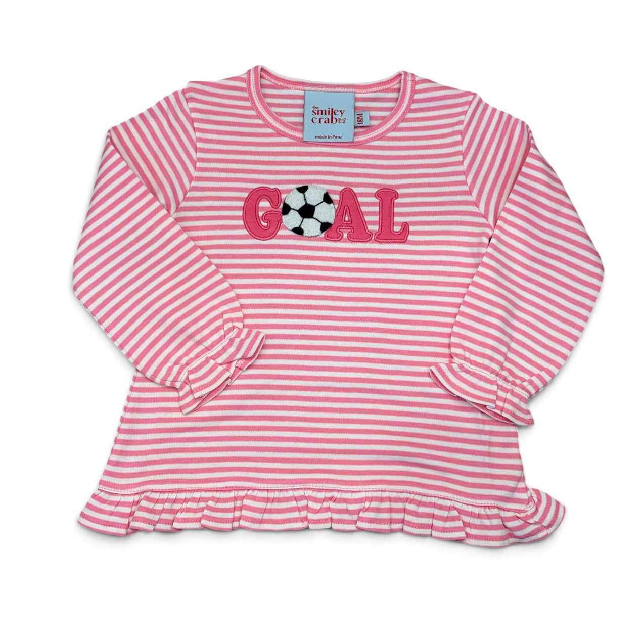 Soccer GOAL Long-Sleeve Ruffle Shirt by The Smiley Crab