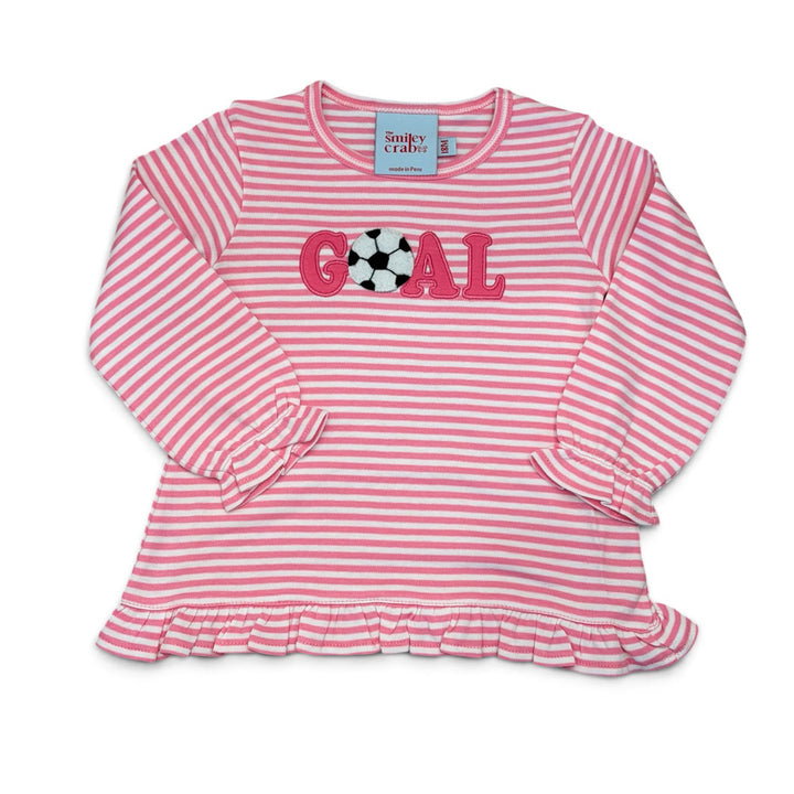Soccer GOAL Long-Sleeve Ruffle Shirt by The Smiley Crab