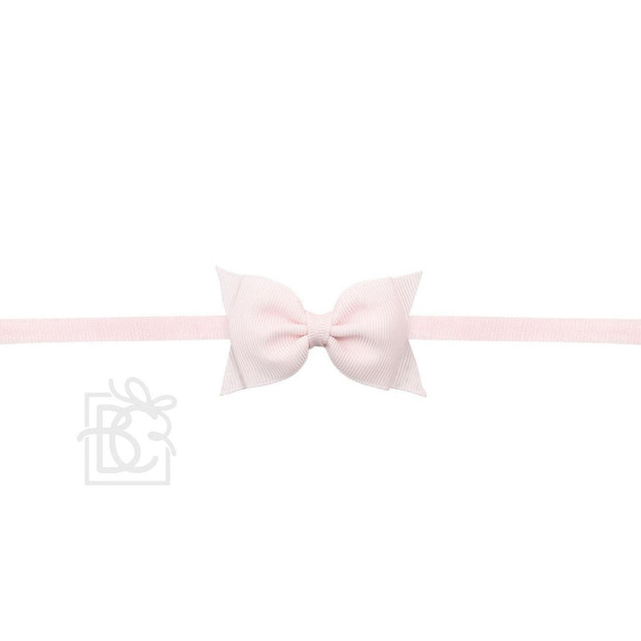Light Pink Sophia Pantyhose Headband with 2.5-inch Flat Dainty Bow by Beyond Creations