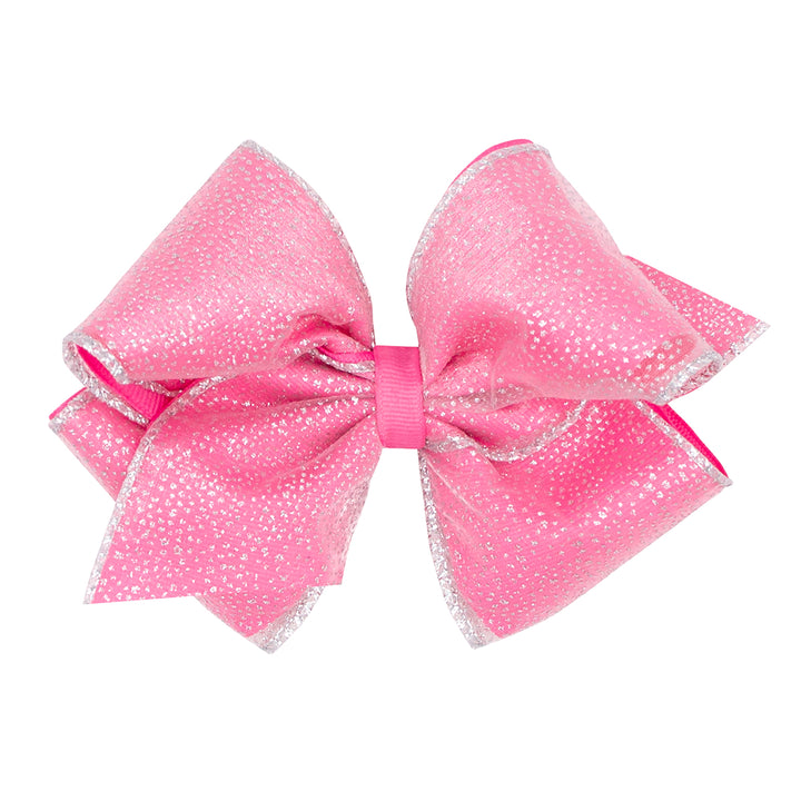 Hot Pink / Silver Sparkle Overlay Bow by Wee Ones