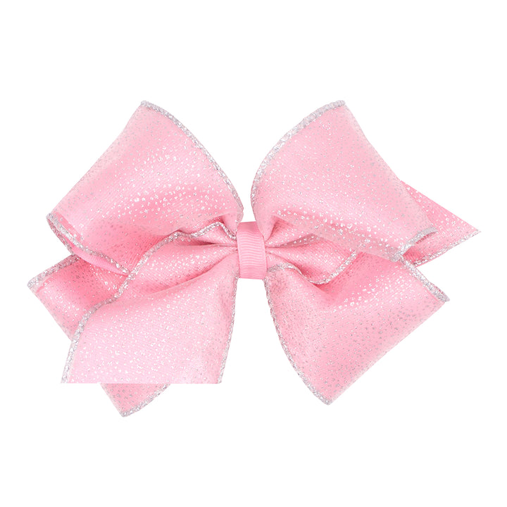 Pearl Pink / Silver Sparkle Overlay Bow by Wee Ones