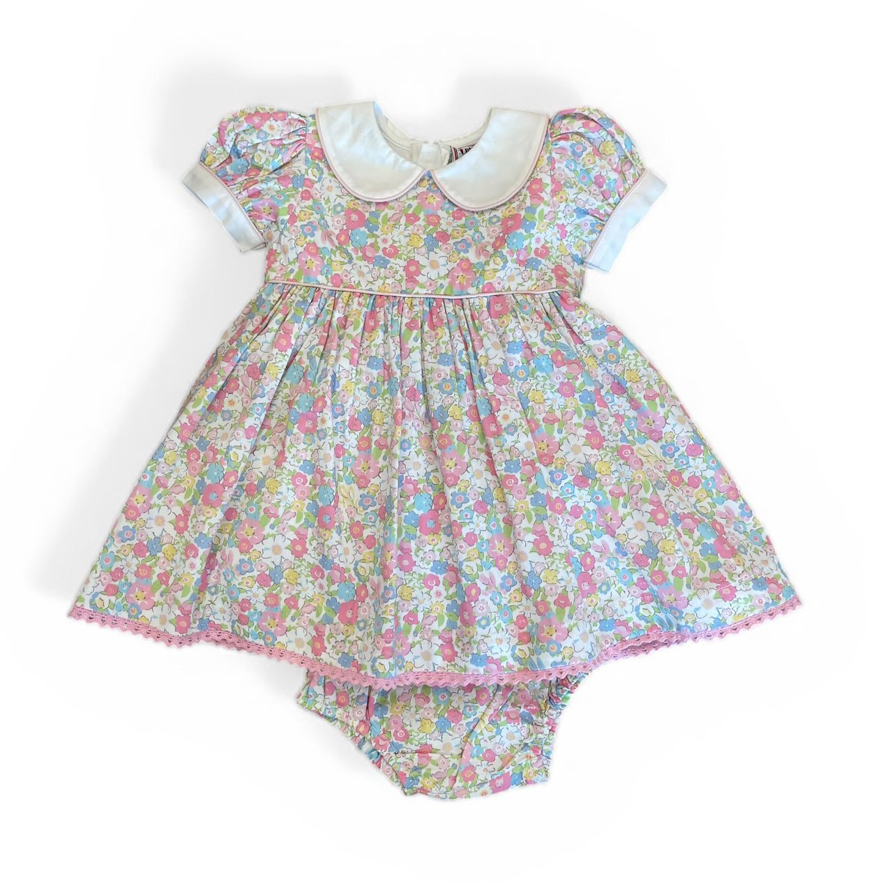 Spring Flower Peter Pan Collar Dress by Cotton Kids